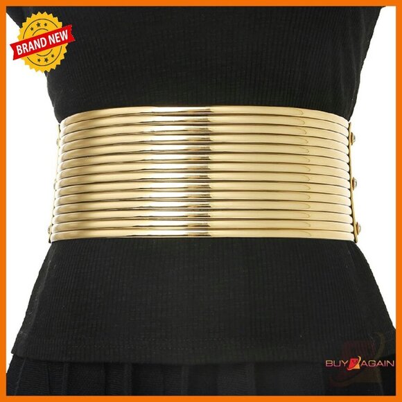 Plus Size Sparkle Wide Belt Vintage Rhinestones Elastic Waistband Dress